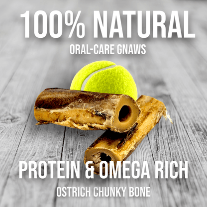 Ostrich Chunky Bones (5" x 2" - 2 Pack): The Long-Lasting, Flavor-Packed Bones for Medium to Large Dogs - Doot's Pet LLC Collars For A Cause
