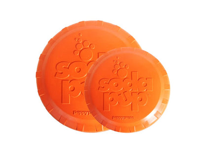Bottle Top Flyer Durable Rubber Retrieving Frisbee - Orange - Doot's Pet LLC Collars For A Cause