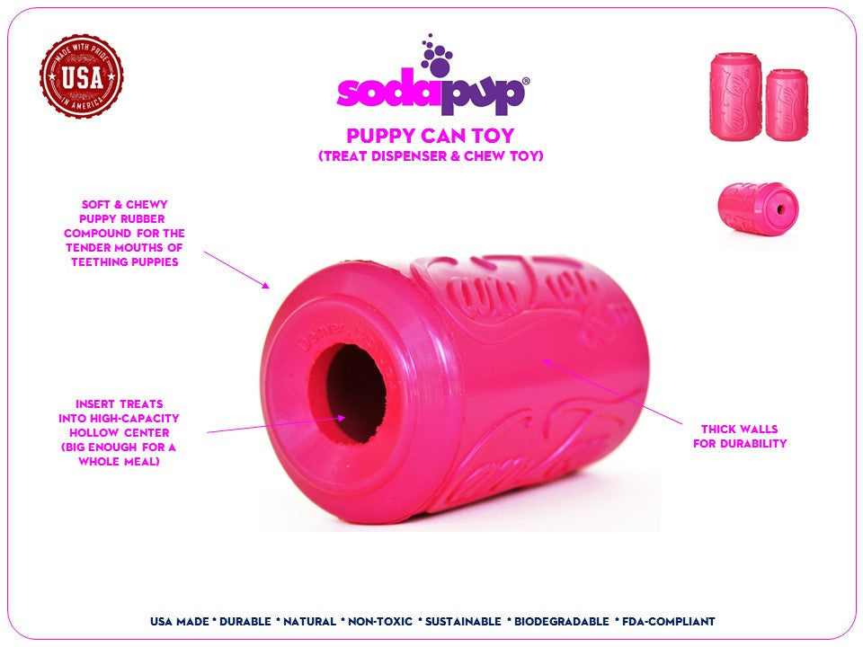 Puppy Can Toy Durable Rubber Chew Toy & Treat Dispenser For Teething Pups - Doot's Pet LLC Collars For A Cause