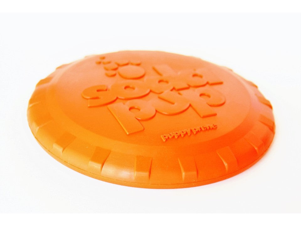 Bottle Top Flyer Durable Rubber Retrieving Frisbee - Orange - Doot's Pet LLC Collars For A Cause