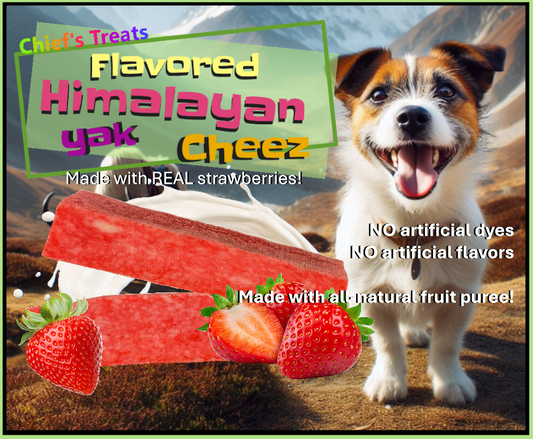 Strawberry Flavored Yak Cheese Chew - made with REAL STRAWBERRY Puree - Single - Doot's Pet LLC Collars For A Cause