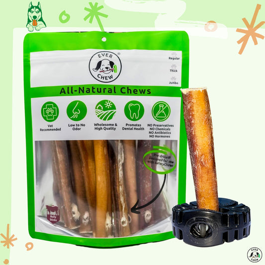 SuperChew Large Dog Starter Pack: Indestructible Bully Stick Holder + All-Natural Bully Sticks for Dogs 40+ lbs & Superchewers - Doot's Pet LLC Collars For A Cause