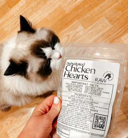 Dehydrated Chicken Hearts – 4oz | Raw Instincts | Single-Ingredient Organ Treat for Cats & Dogs - Doot's Pet LLC Collars For A Cause