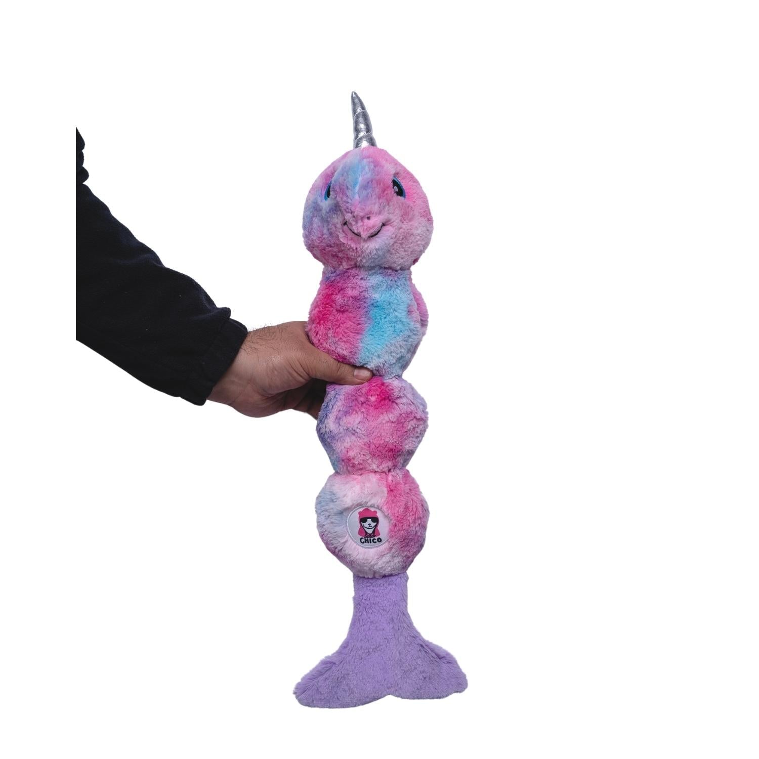Tie Dye Skinny Narwhal Magical Creature Plush Dog Toy – with Squeaker & Crinkle Paper for Fun Play - Doot's Pet LLC Collars For A Cause