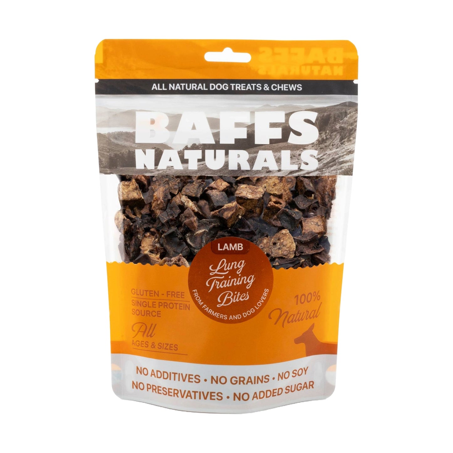 BAFFS NATURALS Lamb Lung Training Bites – All-Natural, Protein-Packed Dog Treats (7oz Bag) - Doot's Pet LLC Collars For A Cause