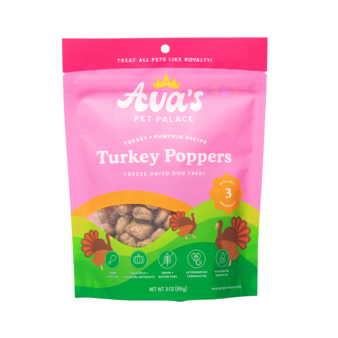 Ava's Pet Palace Freeze Dried Dog Treats - Turkey Poppers (3oz) - Doot's Pet LLC Collars For A Cause
