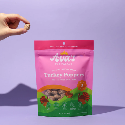 Ava's Pet Palace Freeze Dried Dog Treats - Turkey Poppers (3oz) - Doot's Pet LLC Collars For A Cause