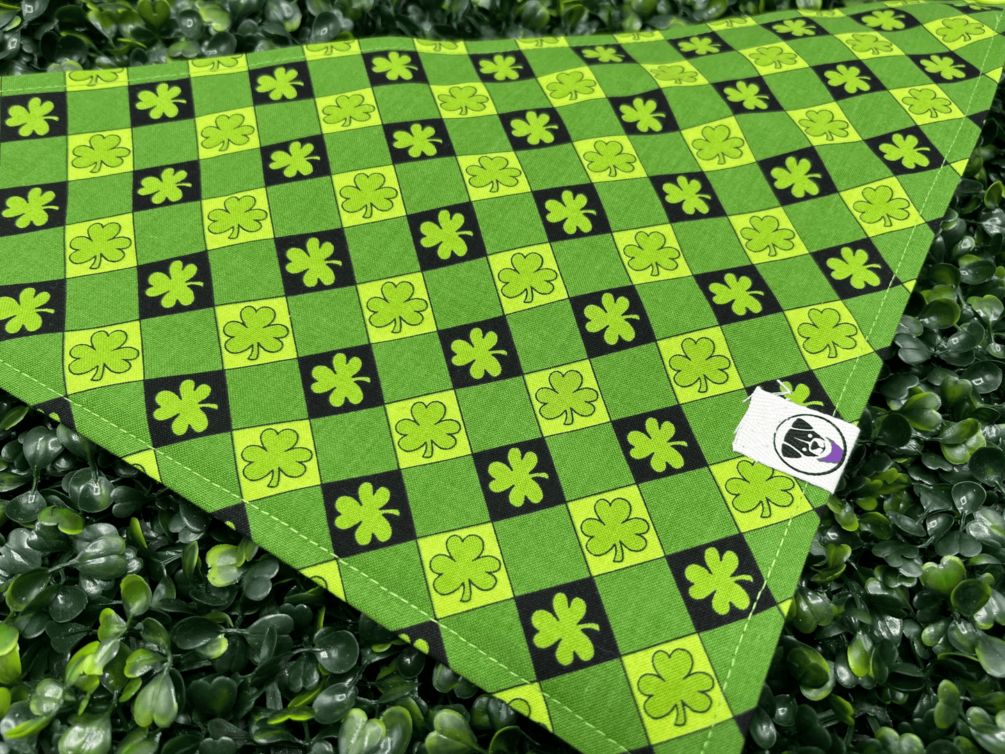 St. Patricks Day Dog Bandana Shamrock Plaid