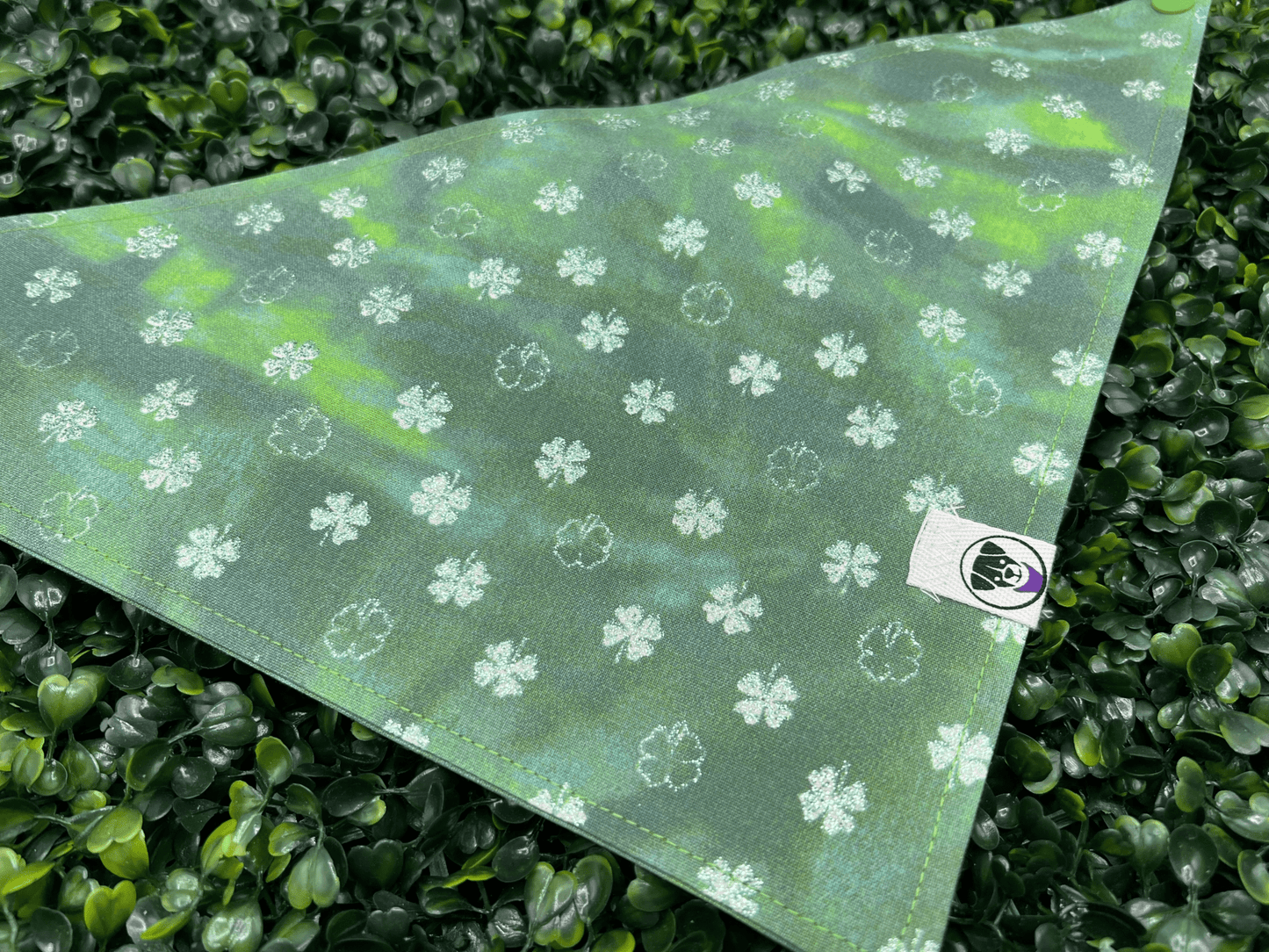 St. Patricks Day Dog Bandana Tie And Snap Tie Dye Shamrock