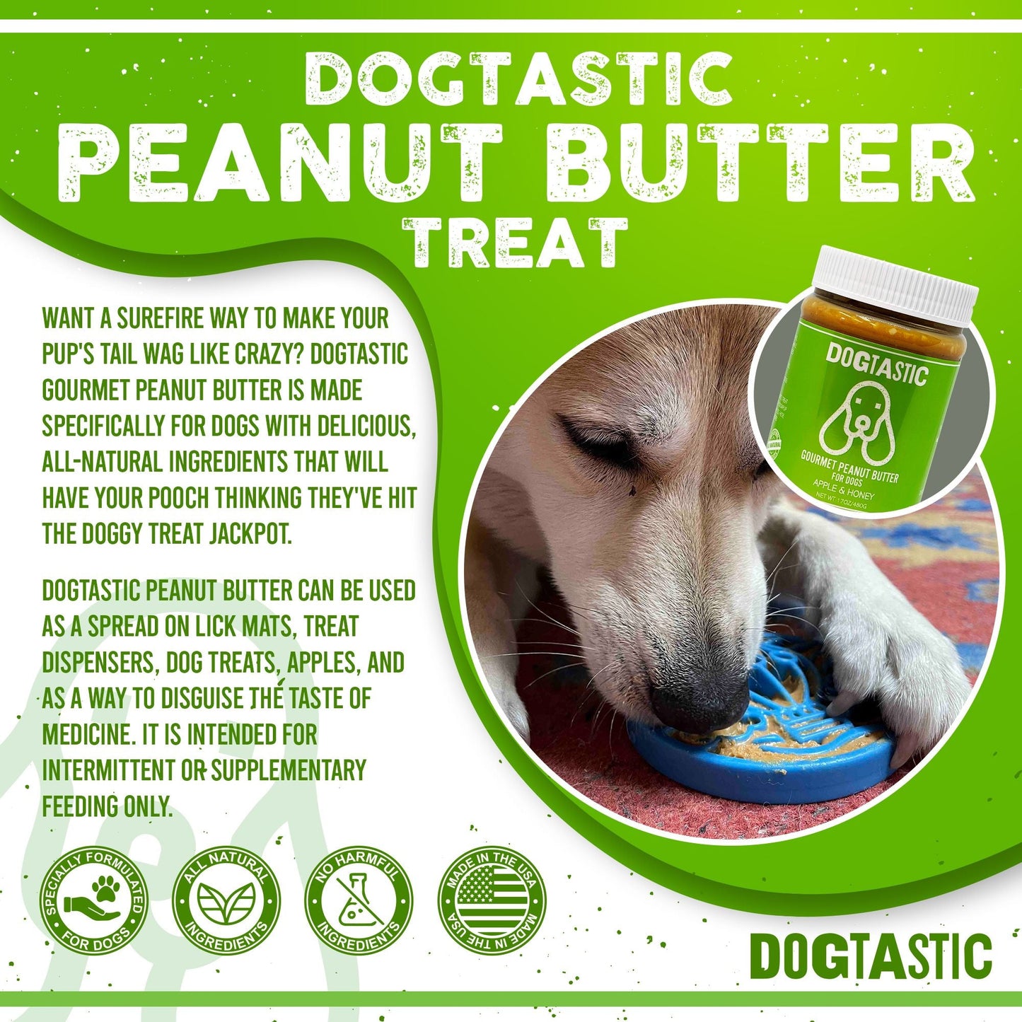 Dogtastic Peanut Butter for Dogs with Flax Seed - Xylitol-Free | USA Made - 50% off - Doot's Pet LLC Collars For A Cause