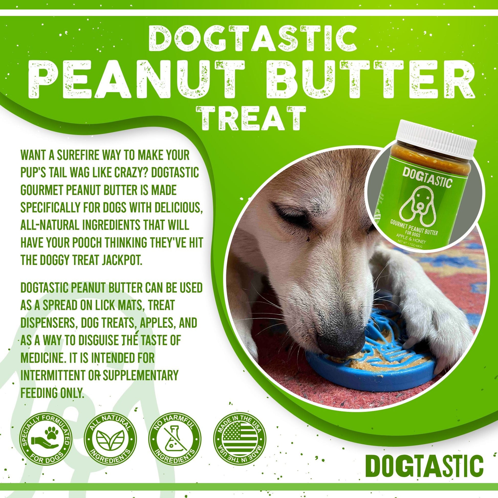 Dogtastic Peanut Butter for Dogs with Flax Seed - Xylitol-Free | USA Made - 50% off - Doot's Pet LLC Collars For A Cause