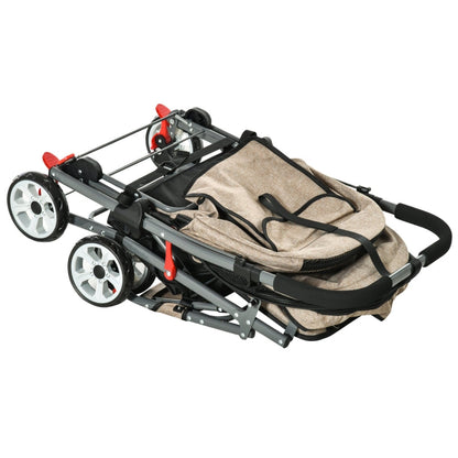 Pet Foldable Travel Carriage Stroller with Reversible Handle