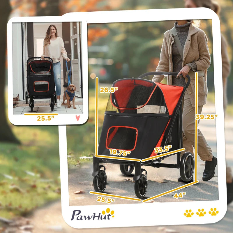 One-Click Foldable Stroller for Large Medium Small Dogs, Pet, Cats with Storage - Doot's Pet LLC Collars For A Cause