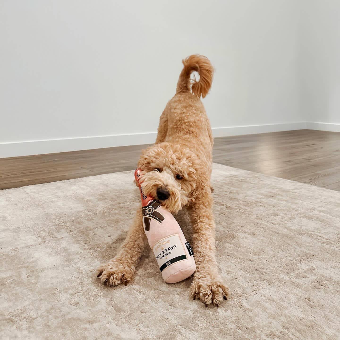 CHEWFFON - CHEWFFON Pink Champagne Bottle Plush Squeaky Dog Toy