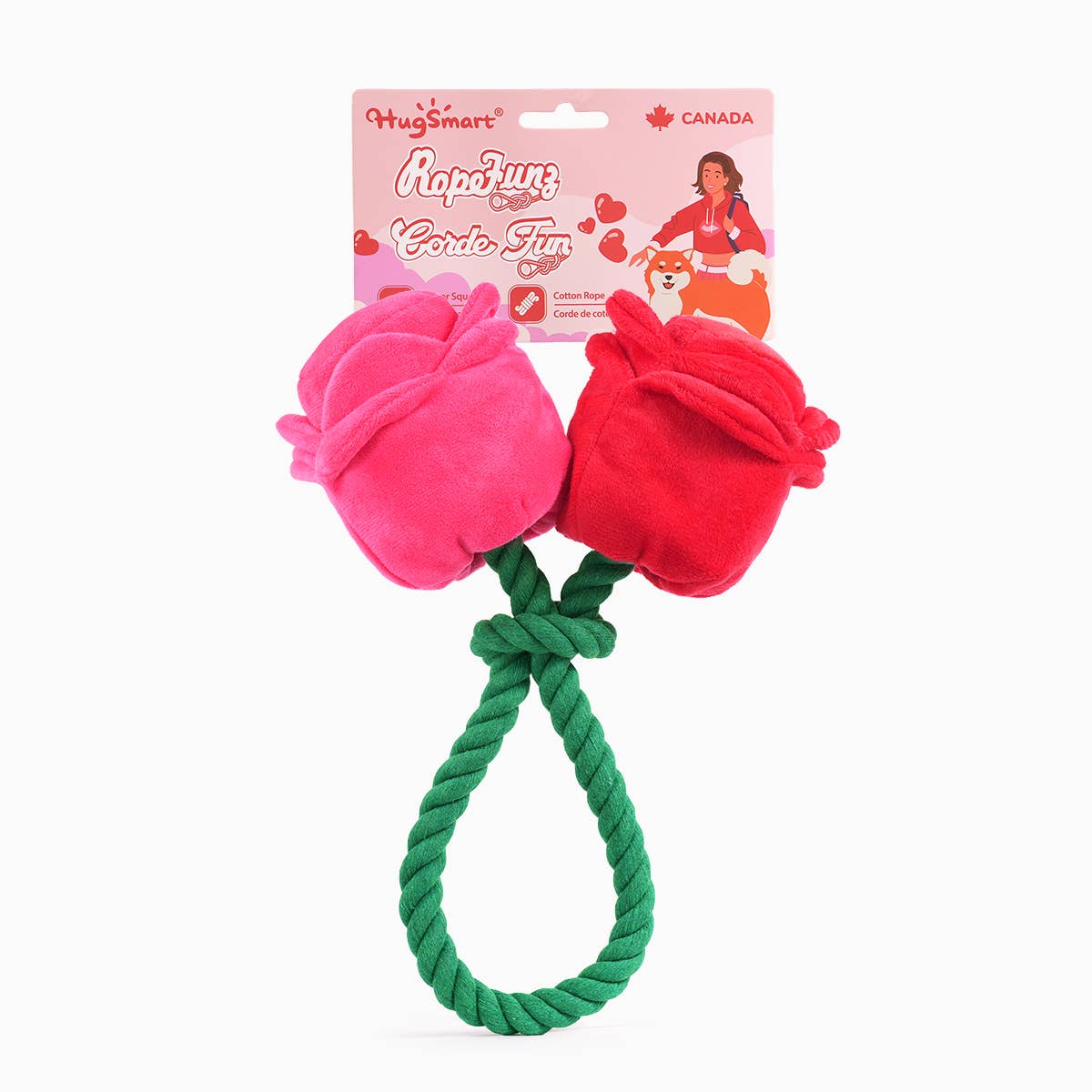 Hugsmart Products Inc - HugSmart Pet - Woof Love  | Vday Rose - Dog Rope Toy