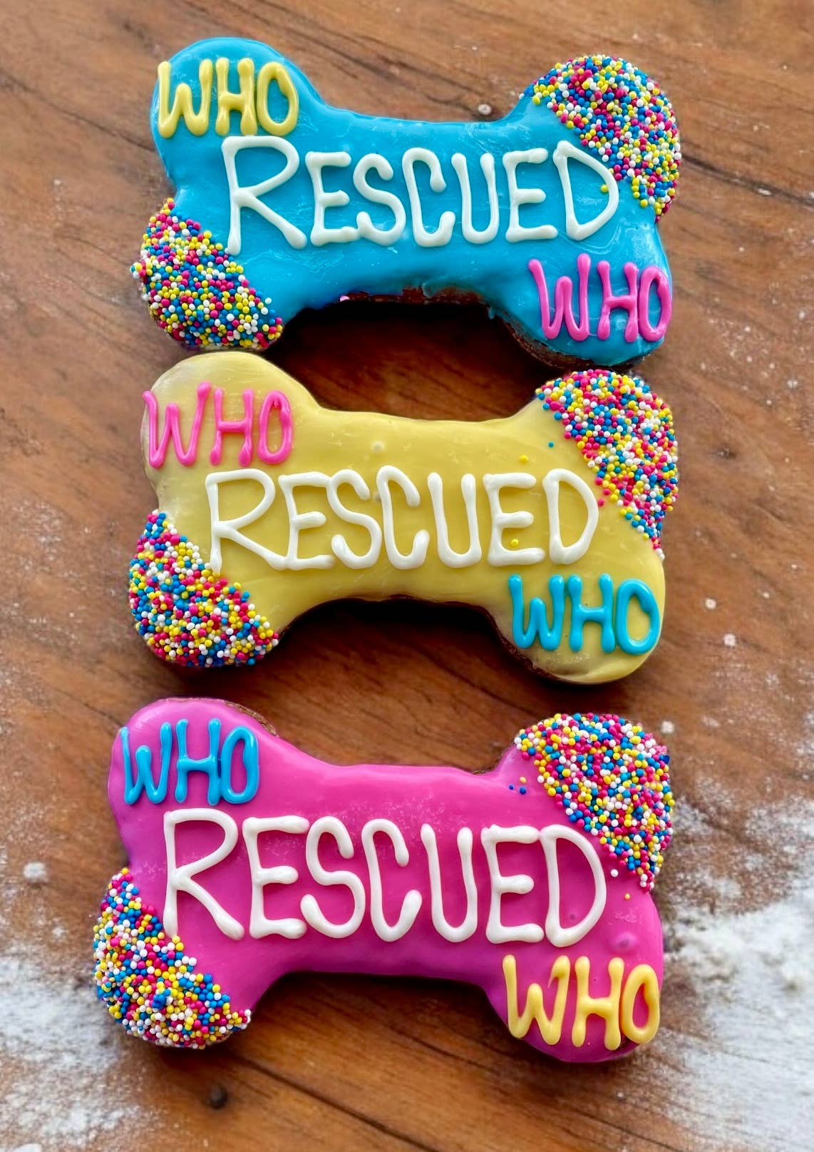 YumYum4DOGS - 6 inch Who Rescued Who bone dog treat- Single - Doot's Pet LLC Collars For A Cause