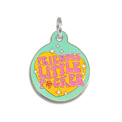 Bad Tags - Funny Dog ID Tag with Scannable QR Code - Friendly F*cker - Engraved QR Code / Small 1"