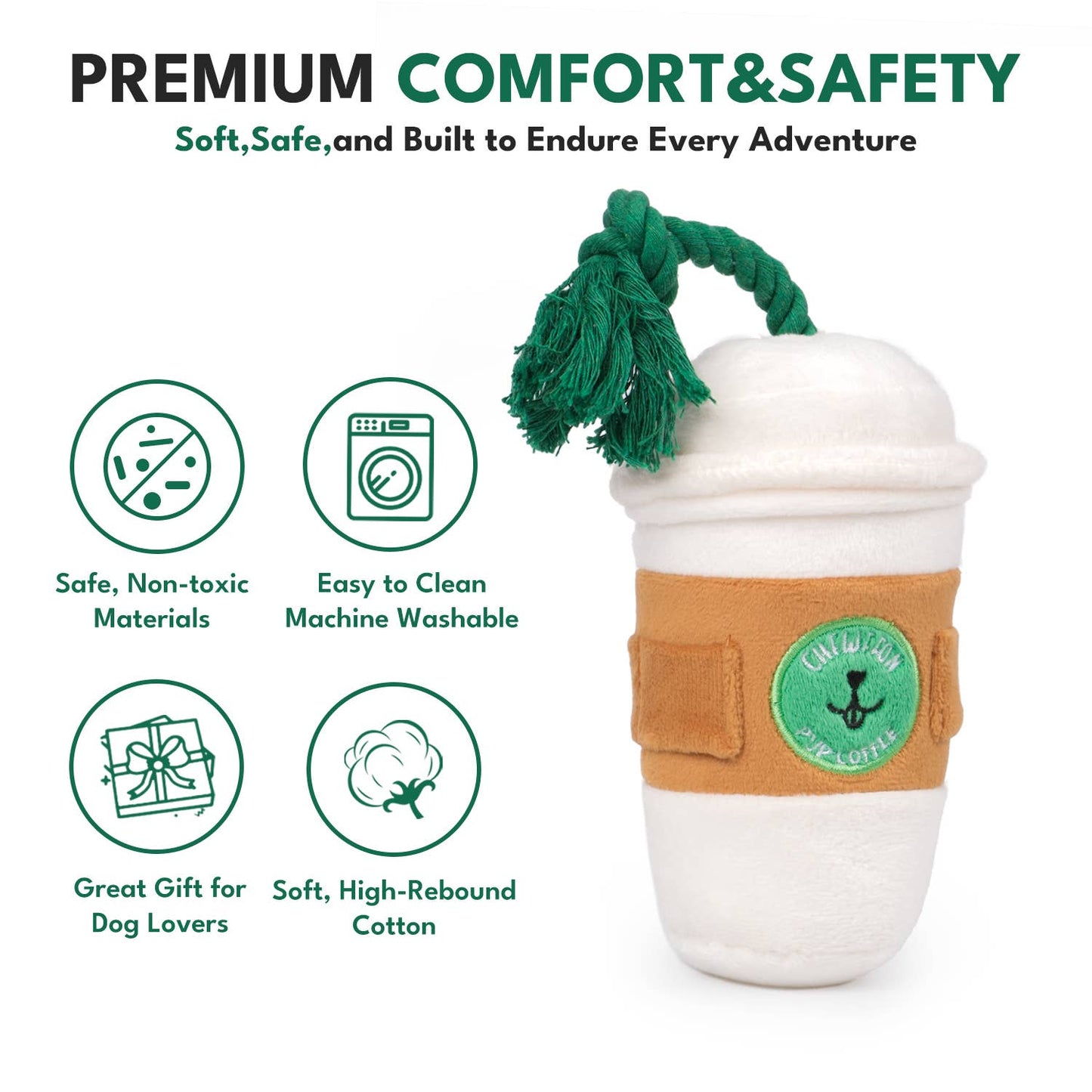 CHEWFFON - CHEWFFON Pupcoffee Squeaky Plush Toy