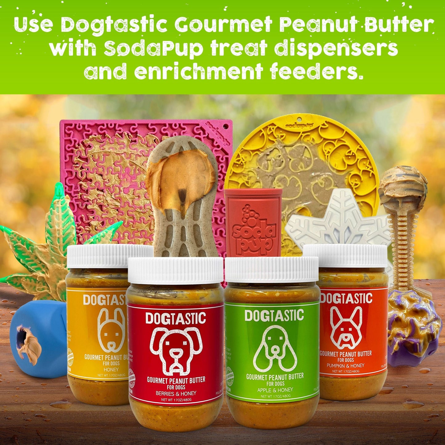 Dogtastic Peanut Butter for Dogs with Flax Seed - Xylitol-Free | USA Made - 50% off - Doot's Pet LLC Collars For A Cause