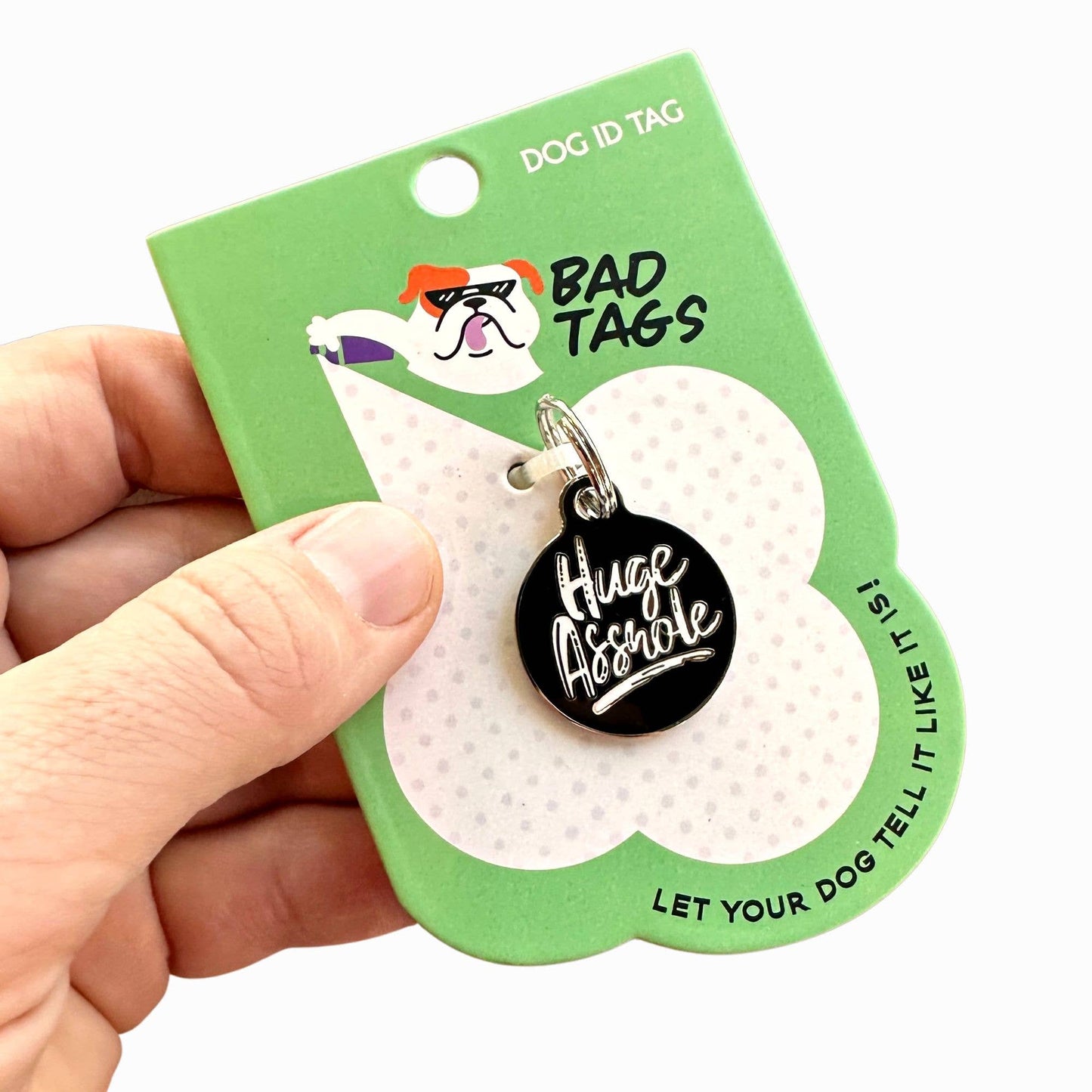 Bad Tags - Dog ID Tag with Personalized QR Code - Huge Asshole - Large / Engraved QR Code