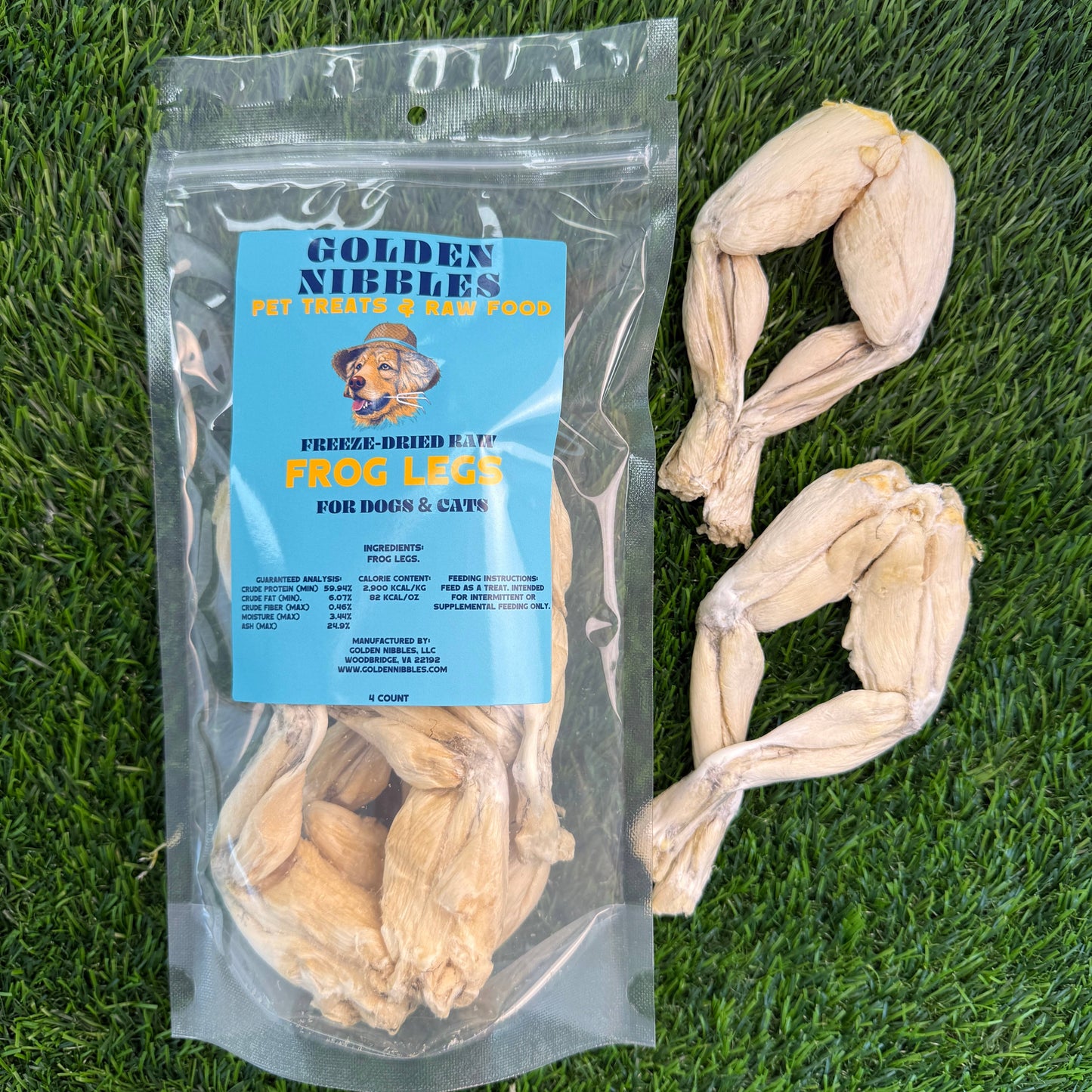 Doot's Chew Bar- Golden Nibbles - Frog Leg  -Freeze-Dried Treat/Chew for Dogs & Cats