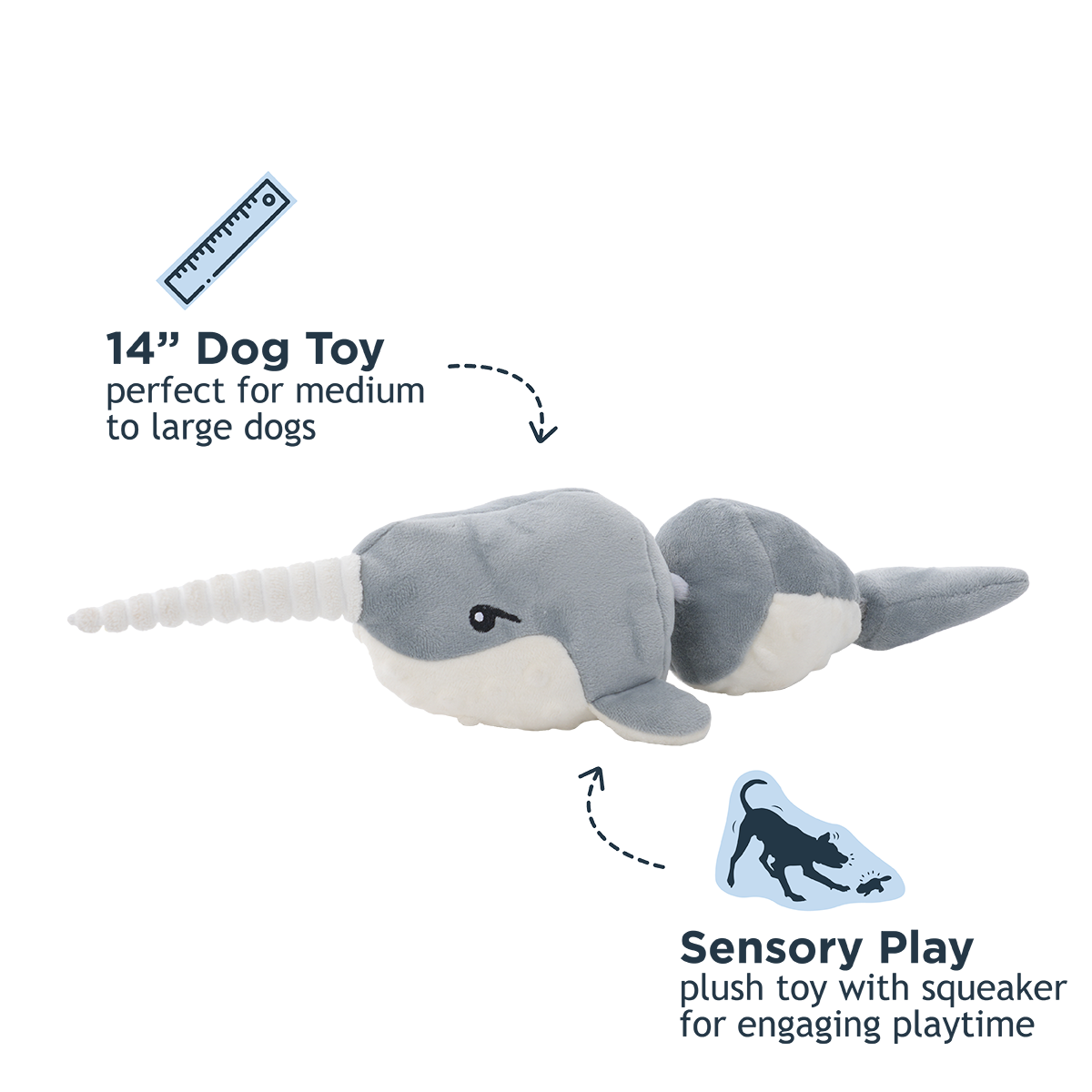 Tall Tails - Narwhal Jointed Shake Play Dog Toy