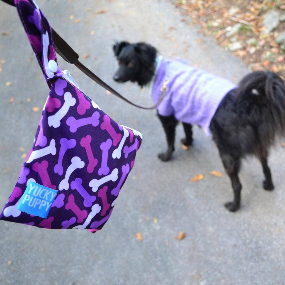 Yucky Puppy - Yucky Puppy Dog Poop Bag Holders-- Blue or Pink/Purple Bone (Set of 2)--TWO SIZES