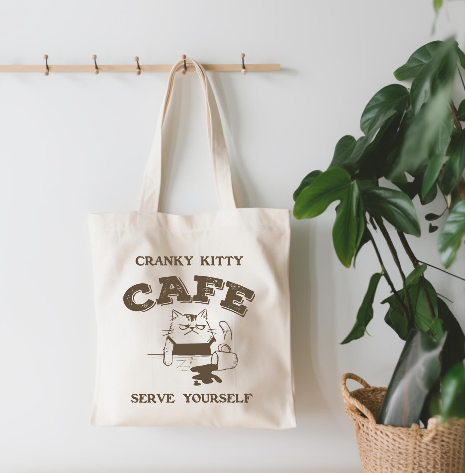 EnchantingSunshine - Cranky Kitty Cafe Canvas Tote Bag - Doot's Pet LLC Collars For A Cause