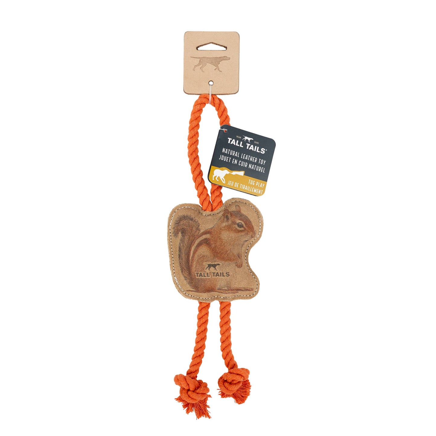 Tall Tails - Natural Leather Chipmunk Tug Dog Toy