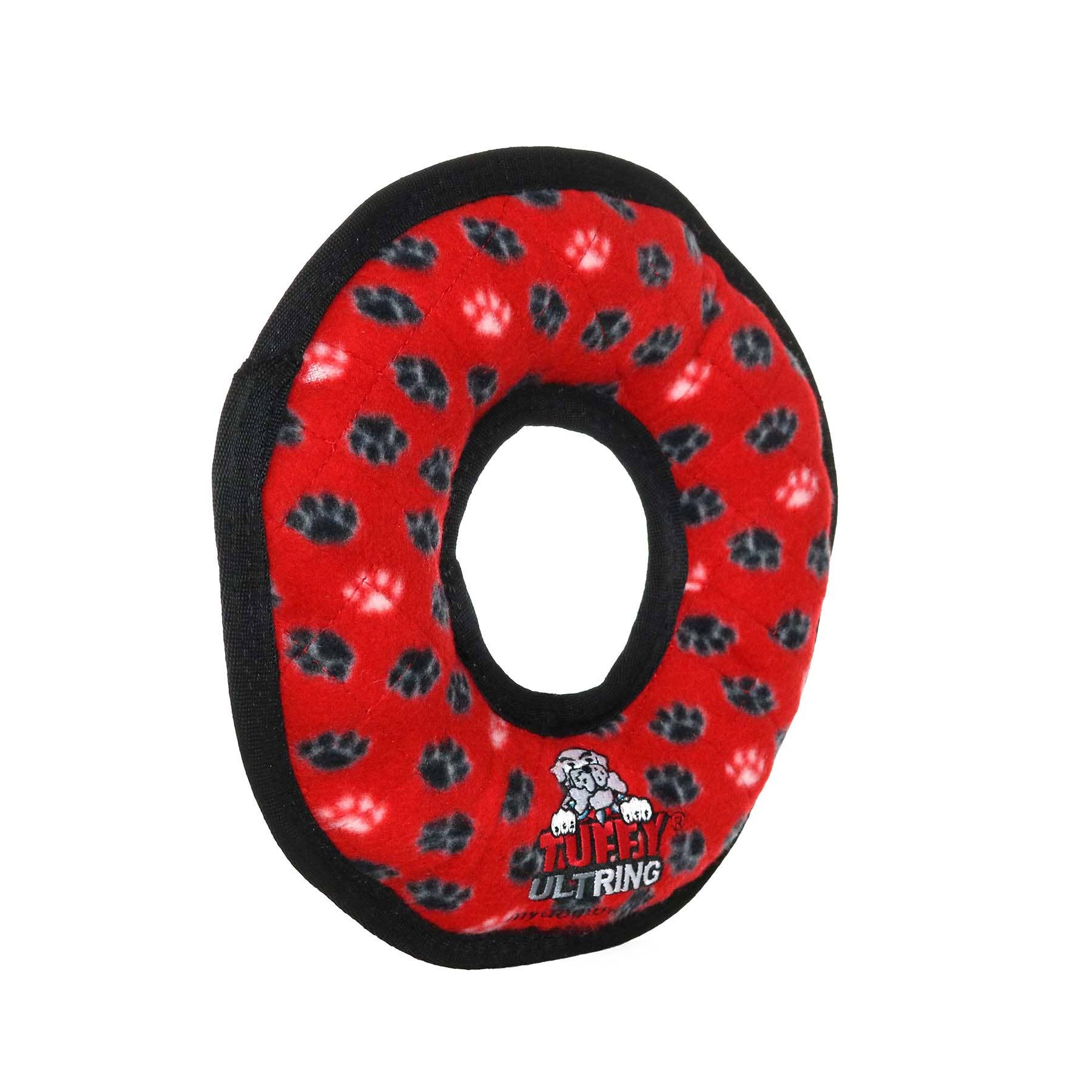 Tuffy Dog Toys - VIP Products - Tuffy Ultimate Ring - Red Paw, Durable, Squeaky Dog Toy - Doot's Pet LLC Collars For A Cause