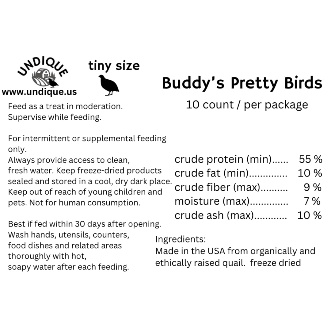 Quail Whole Chick Treats, 10 Count - Tiny, dehydrated Small Premium cat and Dog Treat - Doot's Pet LLC Collars For A Cause