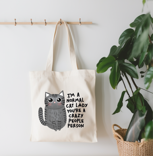 EnchantingSunshine - I'm A Normal Cat Lady Canvas Tote Bag - Doot's Pet LLC Collars For A Cause