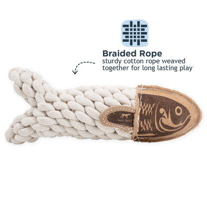 Tall Tails - Natural Leather Crunch Fish Rope Dog Toy