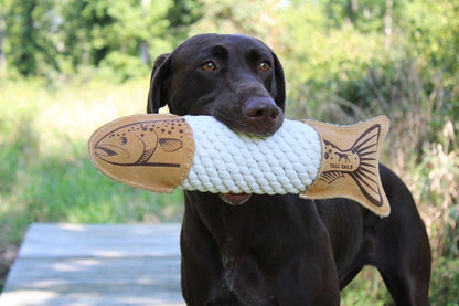 Tall Tails - Natural Leather Trout Rope Tug Dog Toy - 15"