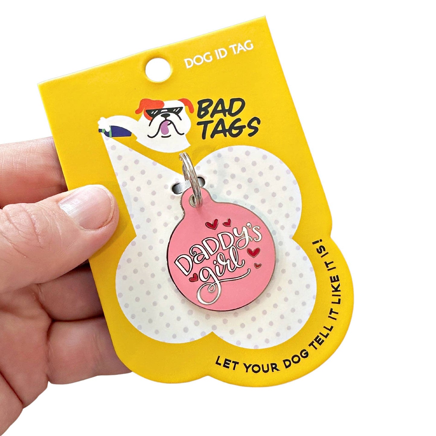 Bad Tags - Dog ID Tag with Personalized QR Code - Daddy's Girl 💕  - Engraved QR Code / Large 1.25"