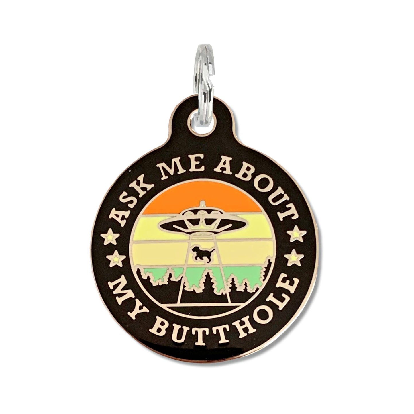 Bad Tags - Dog ID Tag with Personalized QR Code - Ask About my Butthole - Engraved QR Code / Large 1.25"