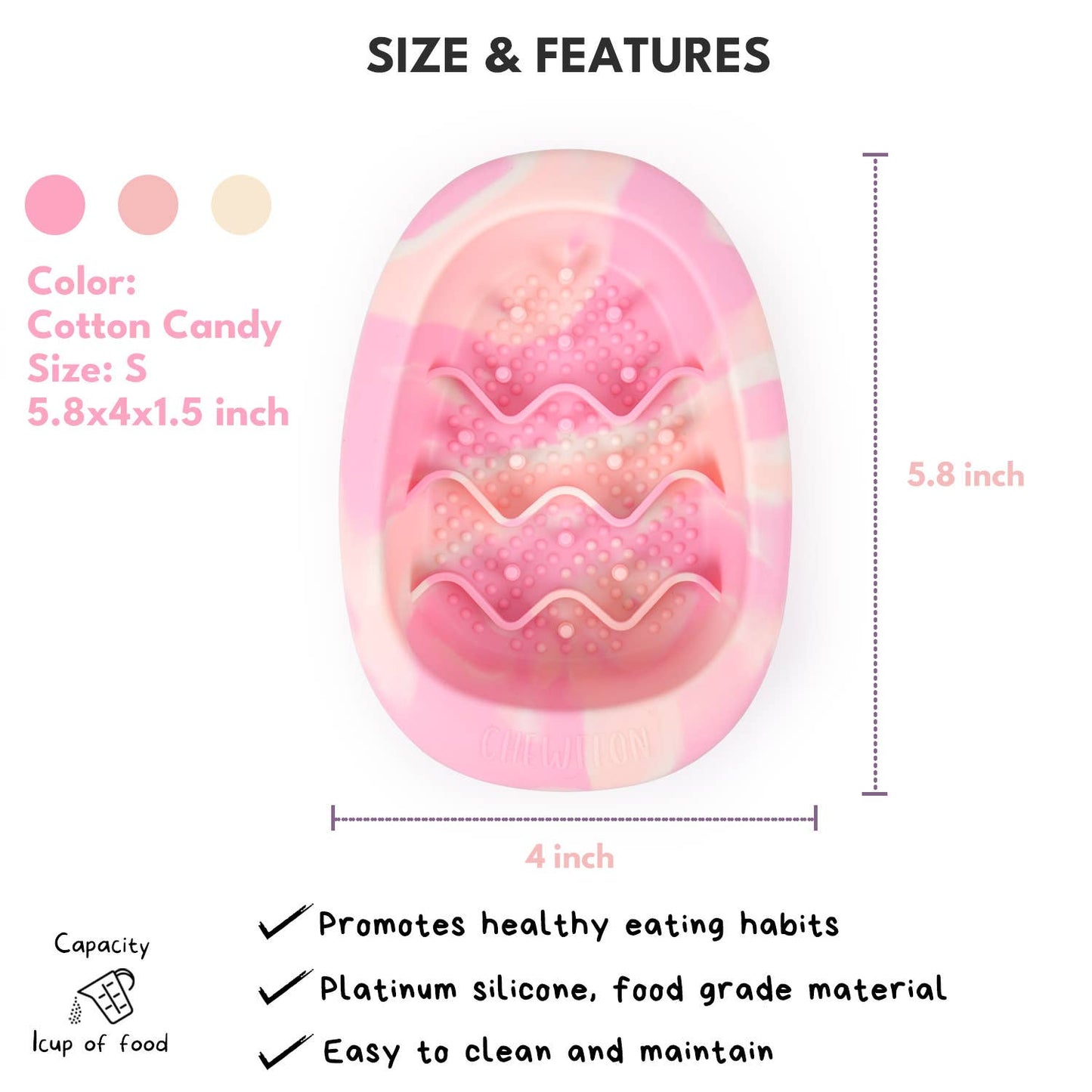 CHEWFFON - CHEWFFON Interactive Dog Lick Bowl-Cotton Candy Small