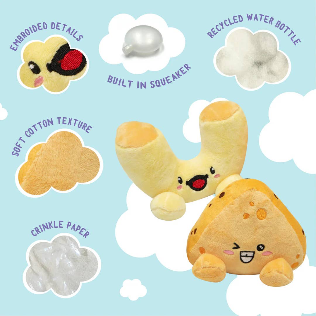 SnugArooz Mac and Cheese Plush Dog Toy 2pk
