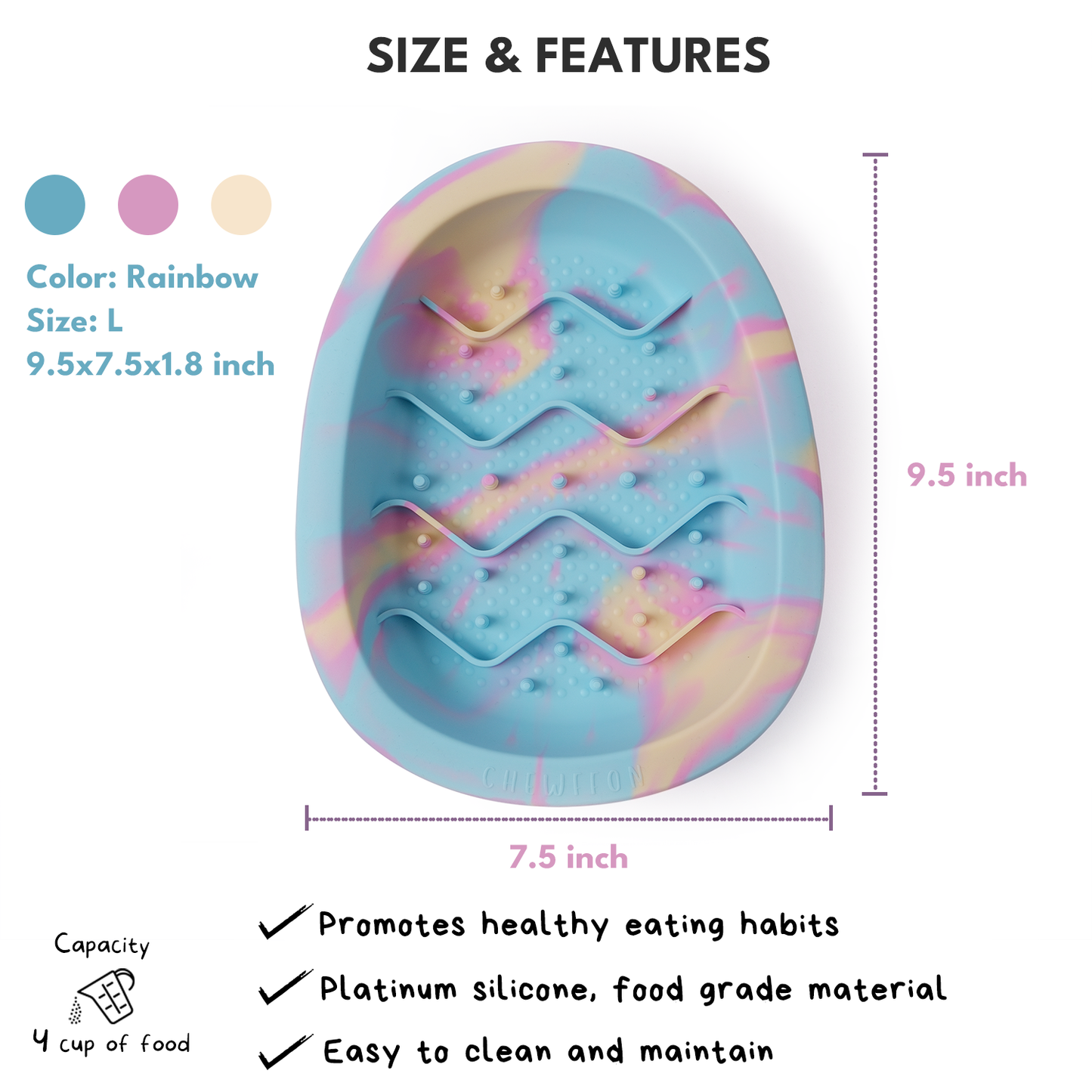 CHEWFFON - CHEWFFON Interactive Dog Lick Bowl-Rainbow Large