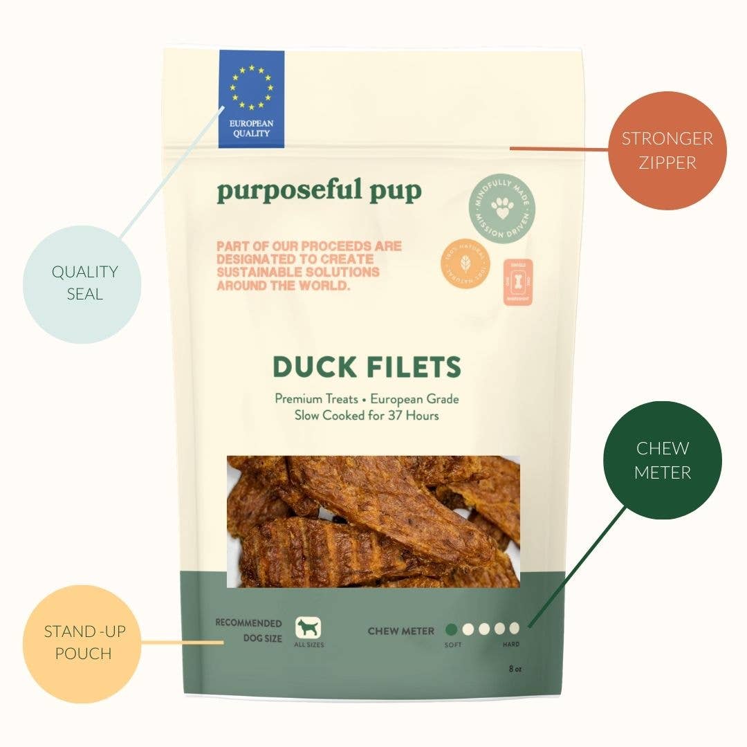 Purposeful Pup® - Duck Filet/Jerky 8oz - Doot's Pet LLC Collars For A Cause