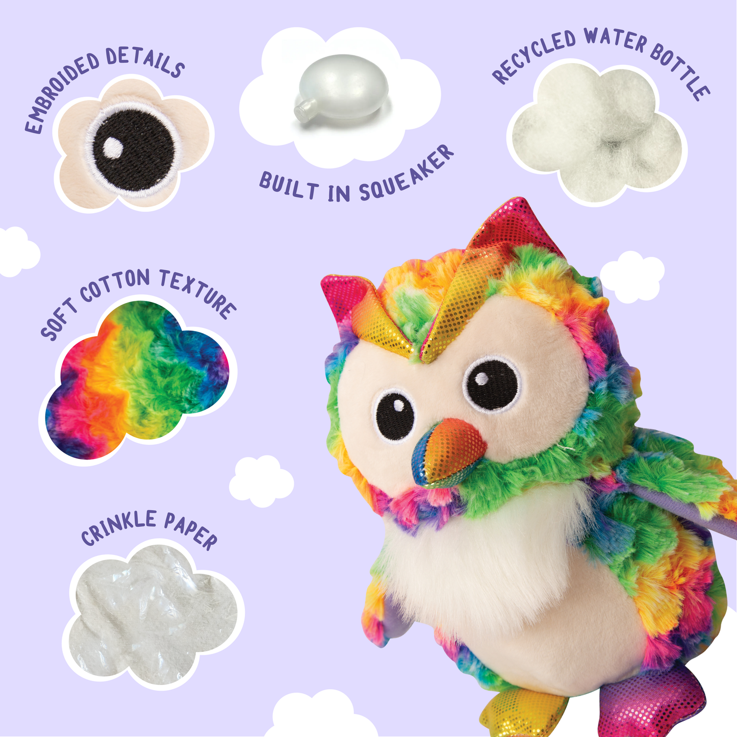 SnugArooz Hootie the Owl Plush Dog Toy 8"