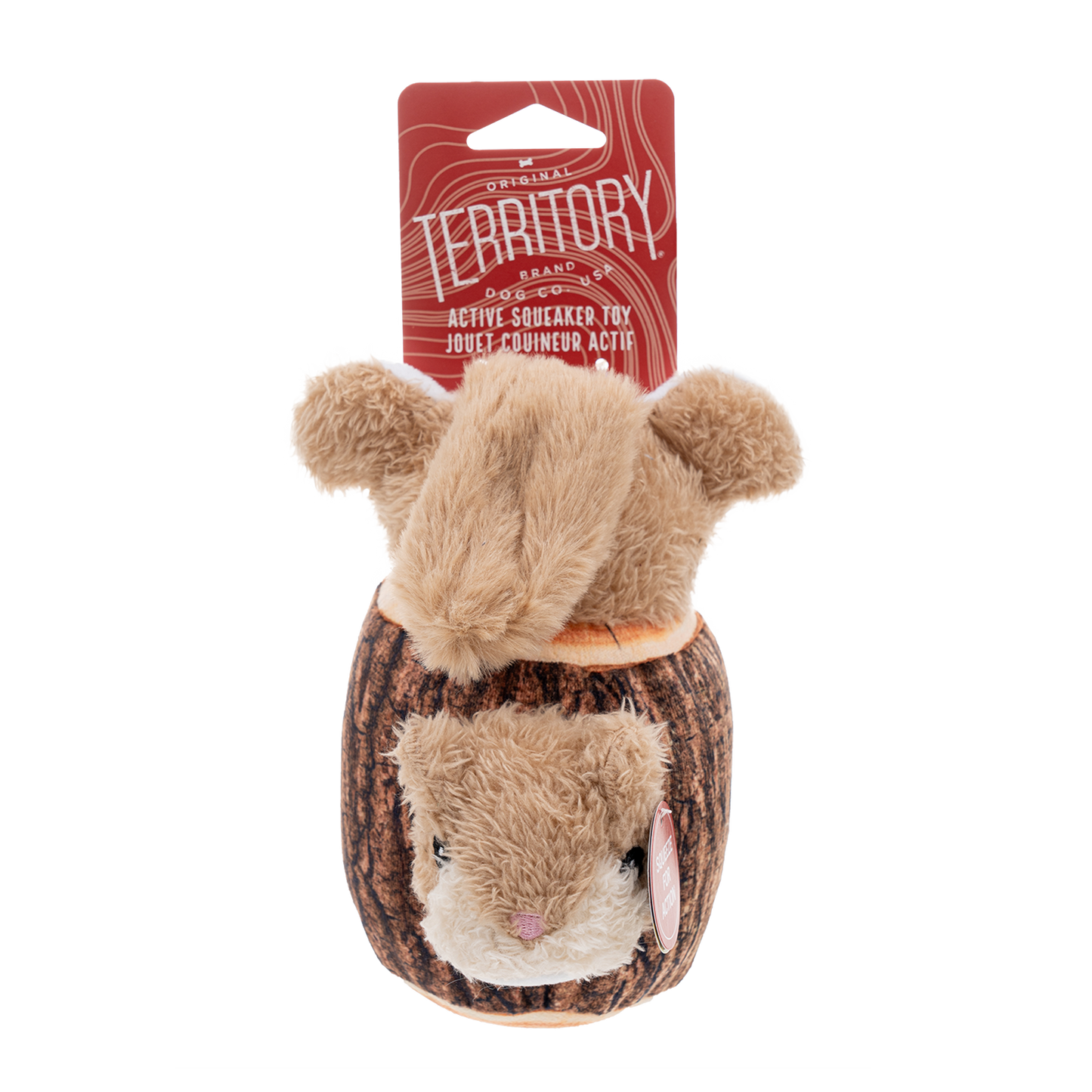 Original Territory - Squirrel in Log Moving Plush Dog Toy - Doot's Pet LLC Collars For A Cause