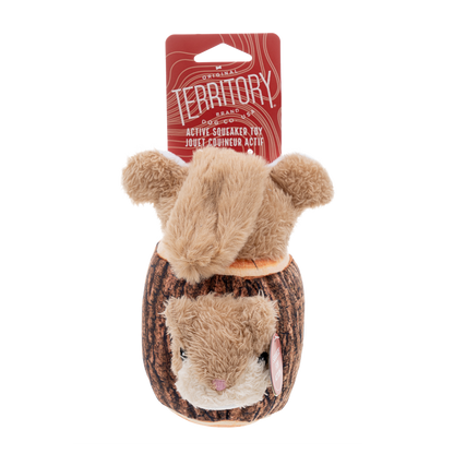 Original Territory - Squirrel in Log Moving Plush Dog Toy - Doot's Pet LLC Collars For A Cause