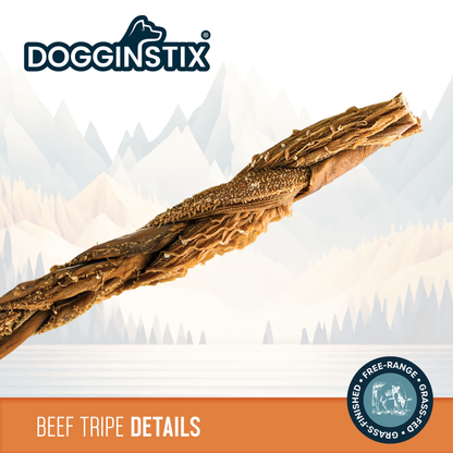 Doot's Chew Bar - Dogginstix - 12" Braided Beef Tripe Sticks