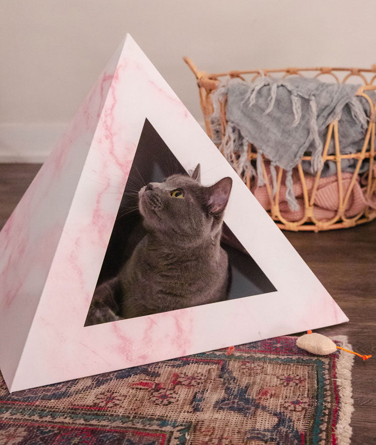 'Rose Quartz' Cardboard Cat Pyramid