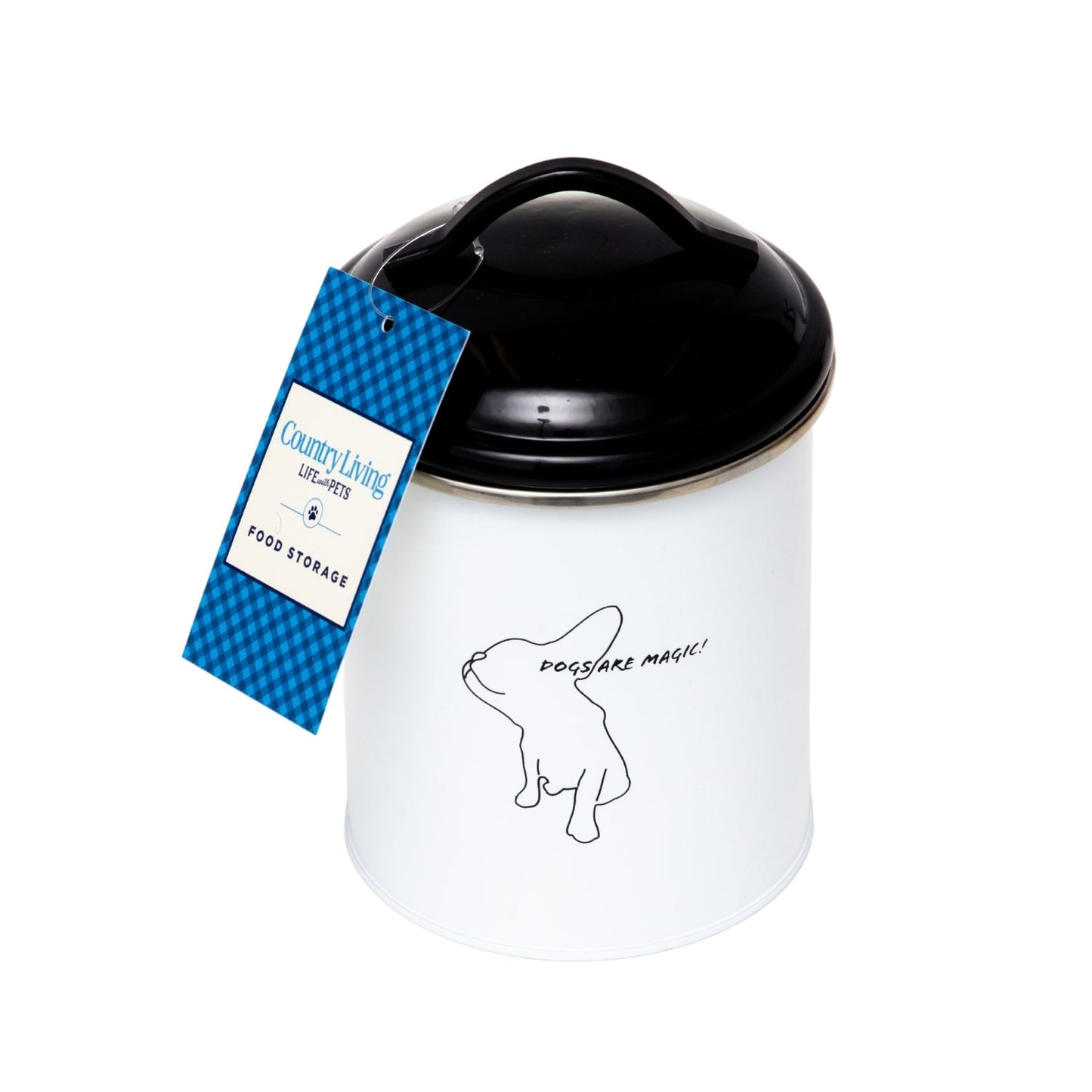 Country Living Set of 3 Pet Treat Storage Canisters – Black & White