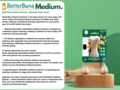 BetterBone Natural Dog Chews - BetterBone MEDIUM - Natural, No Nylon, Softer Than Nylon ECO - Beef / Large (dogs over 25 lbs)
