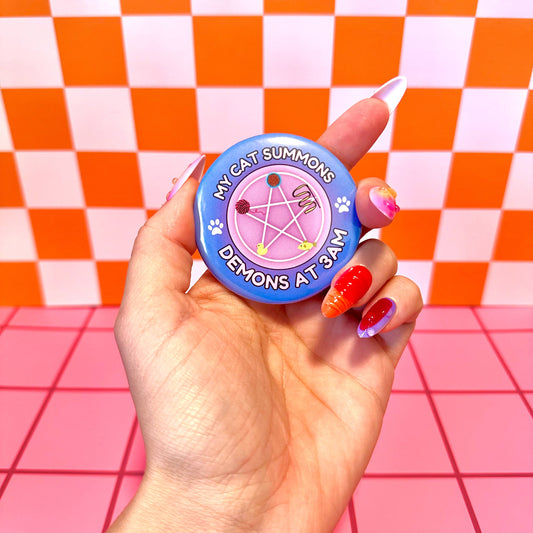 Stickers X Ashley Bexar - Funny Cats Cat Mom Witchy Button Pin Pinback Button - Mini: 1.25"