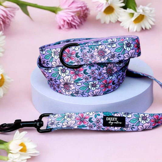 Dizzy Dog Collars - Lilac Floral | Dog Leash | Dog Lead - Medium Lead (2cm x 152cm)
