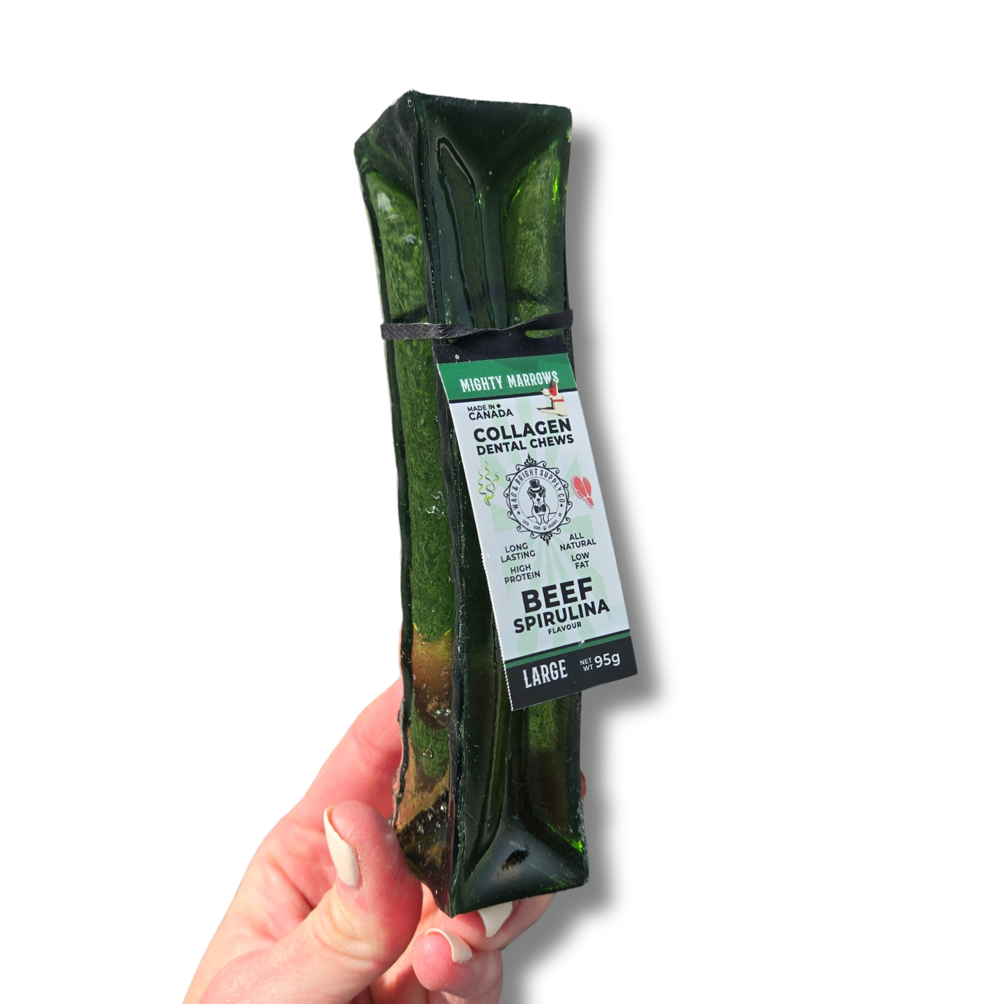Doots Chew Bar - Wag & Bright Supply Co. - Mighty Marrows Collagen Dental Chew - Spirulina Beef - 2 sizes - Doot's Pet LLC Collars For A Cause